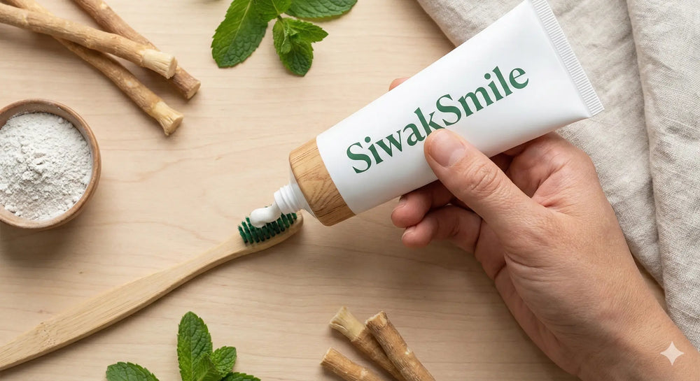 Illustration du dentifrice siwaksmile en train d'être appliqué sur une brosse à dents 