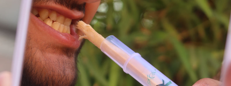 Utilisation du Siwak sur un miroir