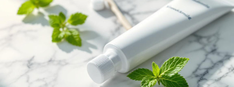 Plan rapproché de bâtons de siwak disposés avec un tube de SiwakSmile sur marbre blanc, entourés de feuilles de menthe, illustrant un moment spa naturel – siwak ou en trouver pour une hygiène buccale pure.