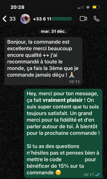 Témoignage client satisfait SiwakSmile - Avis 5 étoiles sur la qualité des produits